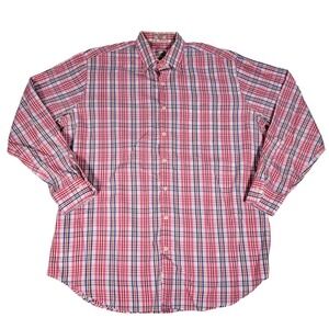 Peter Millar Shirt Mens XL Pink Plaid Long Sleeve Button 100% Cotton
